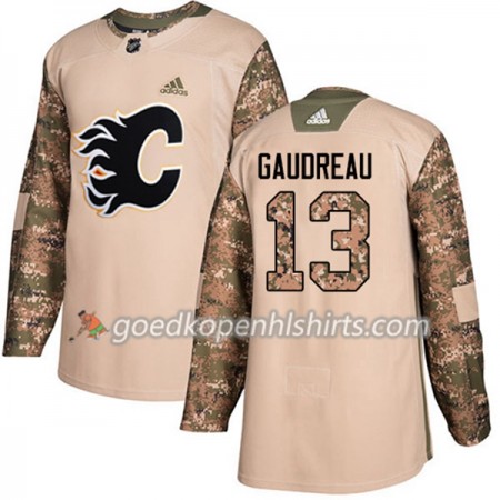 Calgary Flames Johnny Gaudreau 13 Adidas 2017-2018 Camo Veterans Day Practice Authentic Shirt - Mannen